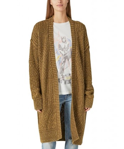 Women's Textured Long Cardigan Sweater Green $44.48 Sweaters