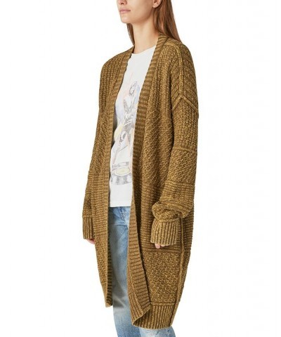 Women's Textured Long Cardigan Sweater Green $44.48 Sweaters