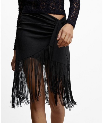 Women's Fringed Miniskirt Black $63.70 Skirts