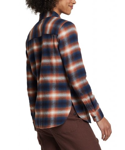 Women's Madison Cotton Flannel Shirt Blue $31.85 Tops