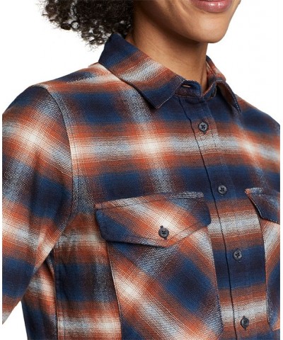 Women's Madison Cotton Flannel Shirt Blue $31.85 Tops