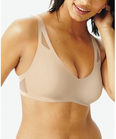 Women's Ultra-Light Comfort V-Neck Wireless Bra DHHU42 Tan/Beige $15.38 Bras