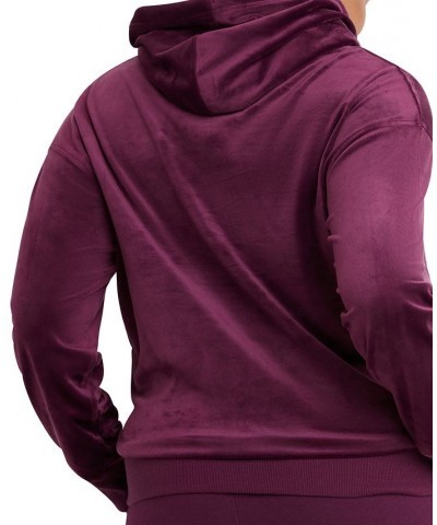 Women's Velour Blocked Hoodie Purple $18.86 Sweatshirts