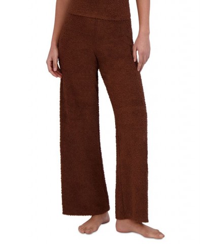 Women's Wide-Leg Chenille Sleep Pants Brown $24.78 Sleepwear