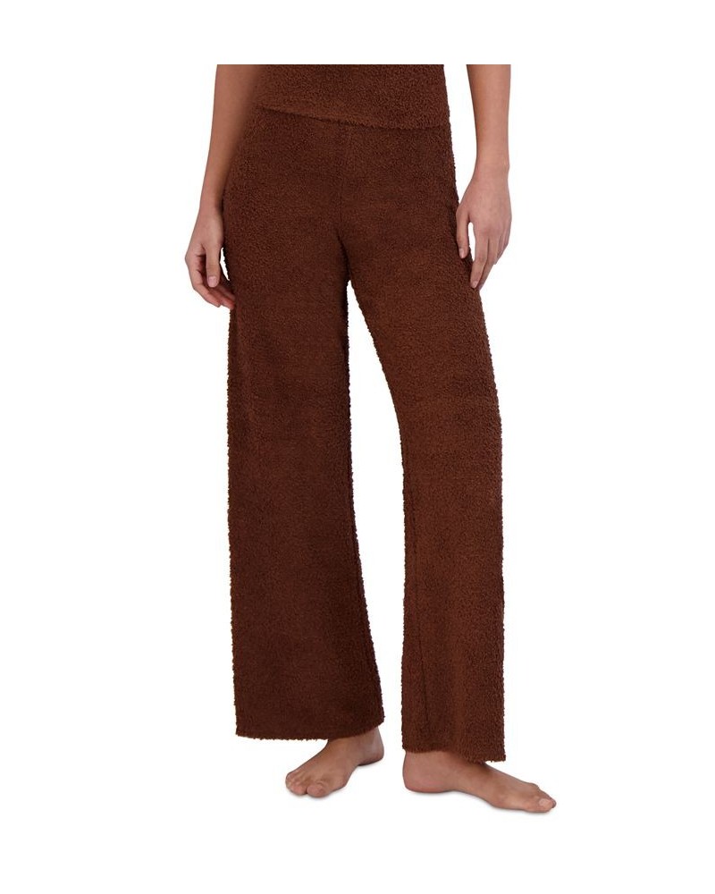 Women's Wide-Leg Chenille Sleep Pants Brown $24.78 Sleepwear