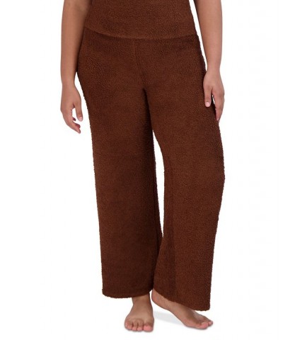 Women's Wide-Leg Chenille Sleep Pants Brown $24.78 Sleepwear