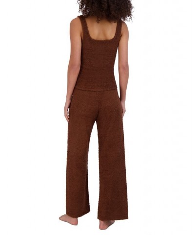 Women's Wide-Leg Chenille Sleep Pants Brown $24.78 Sleepwear