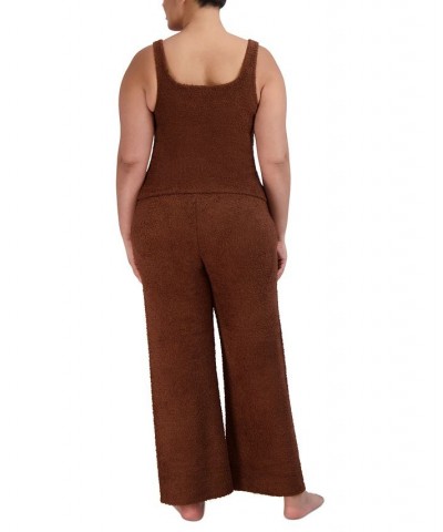 Women's Wide-Leg Chenille Sleep Pants Brown $24.78 Sleepwear