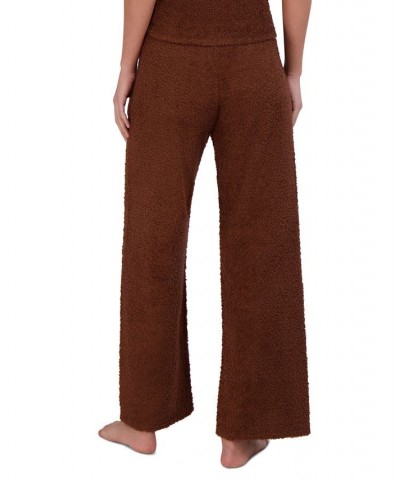 Women's Wide-Leg Chenille Sleep Pants Brown $24.78 Sleepwear