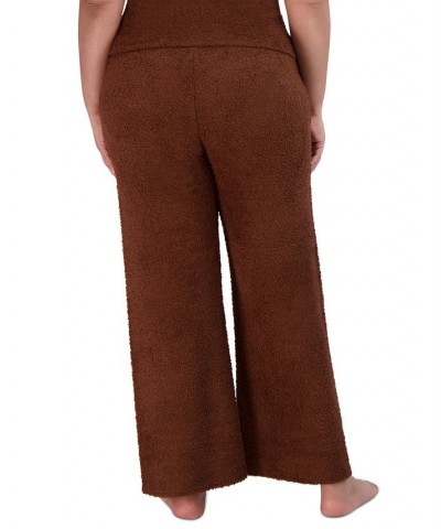 Women's Wide-Leg Chenille Sleep Pants Brown $24.78 Sleepwear