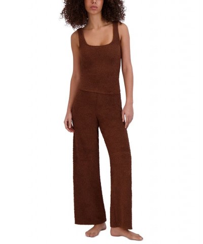 Women's Wide-Leg Chenille Sleep Pants Brown $24.78 Sleepwear