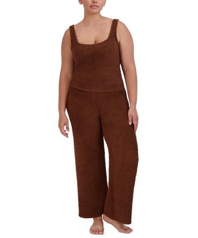 Women's Wide-Leg Chenille Sleep Pants Brown $24.78 Sleepwear