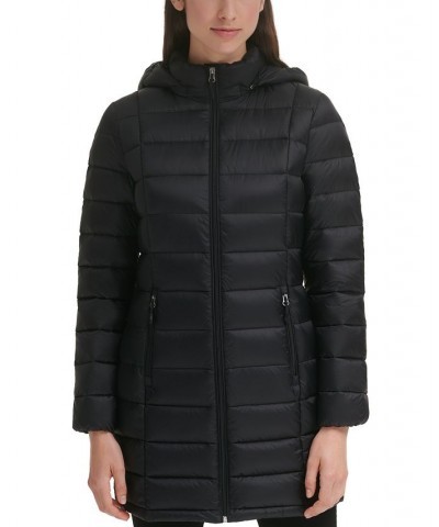 Women's Packable Hooded Down Puffer Coat Black $28.20 Coats