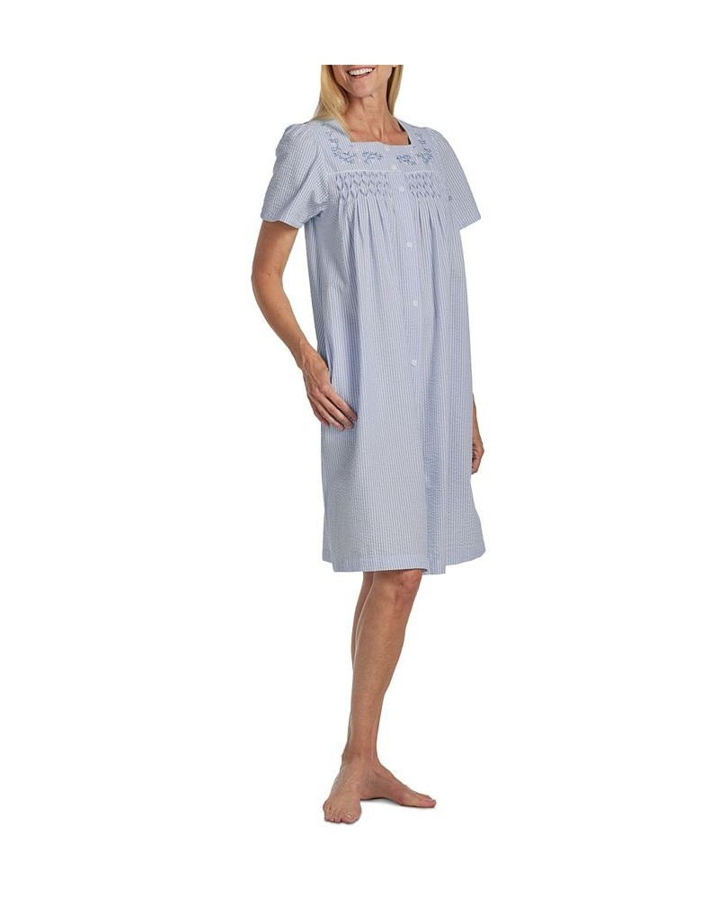 Plus Size Striped Button-Front Nightgown Blue / White Stripe $21.56 Sleepwear