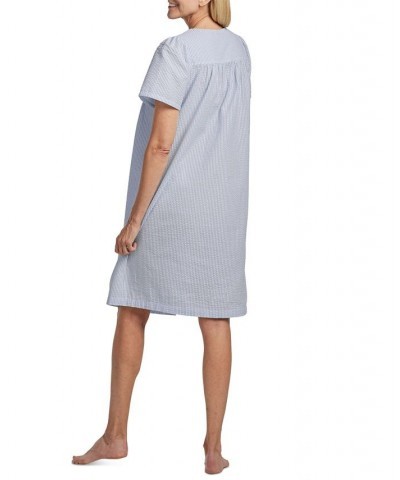 Plus Size Striped Button-Front Nightgown Blue / White Stripe $21.56 Sleepwear