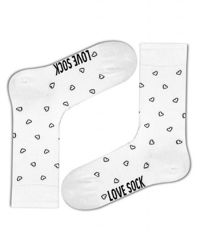 Mini Hearts Women's Super Soft Organic Cotton Seamless Toe Crew Socks White $12.96 Socks