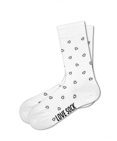 Mini Hearts Women's Super Soft Organic Cotton Seamless Toe Crew Socks White $12.96 Socks