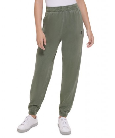 Women's Cotton High-Rise Jogger Pants Green $22.75 Pants