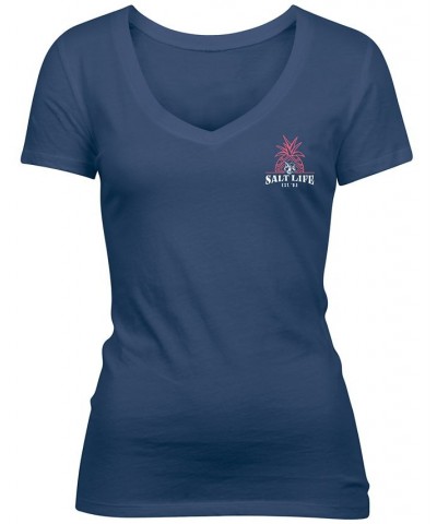 Women's Pineapple Resort Cotton T-Shirt Washed Navy $19.80 Tops