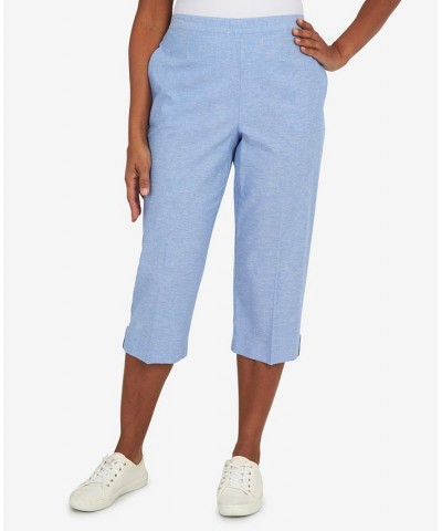 Women's Set Sail Casual Button Tab Capri Pants Marine Blue $30.94 Pants