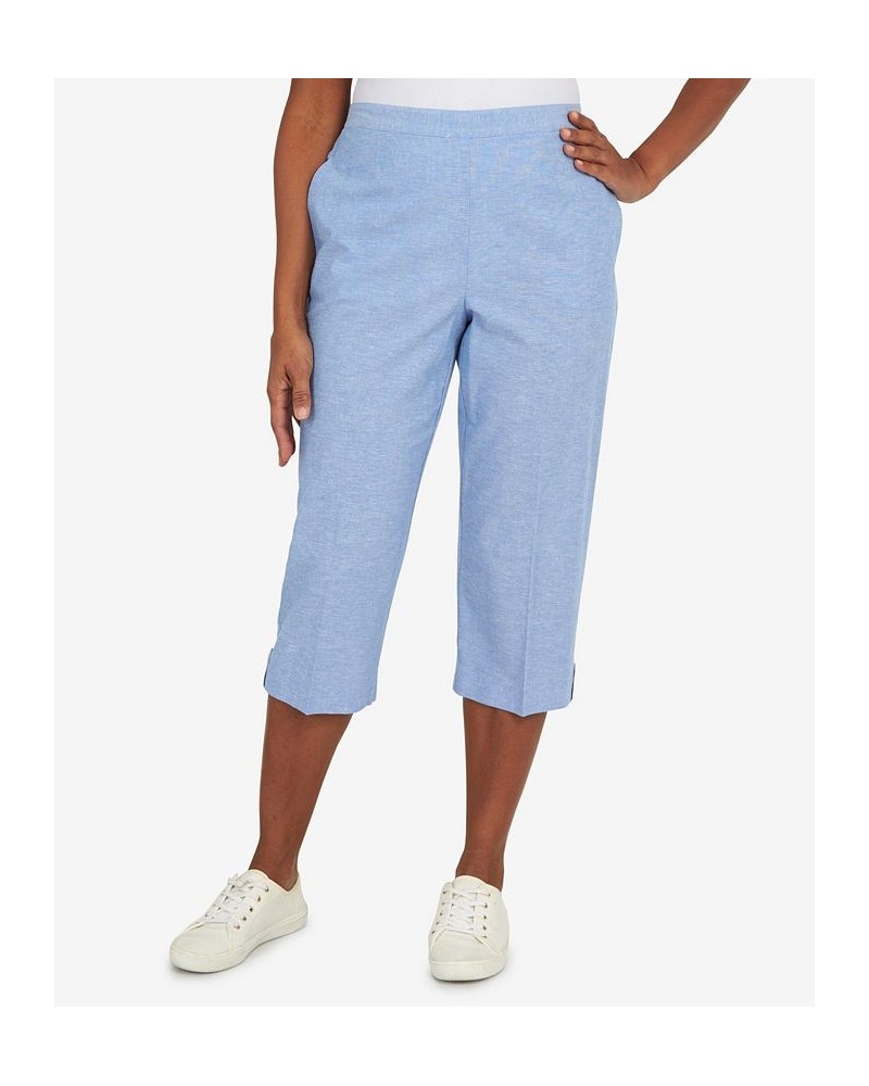 Women's Set Sail Casual Button Tab Capri Pants Marine Blue $30.94 Pants