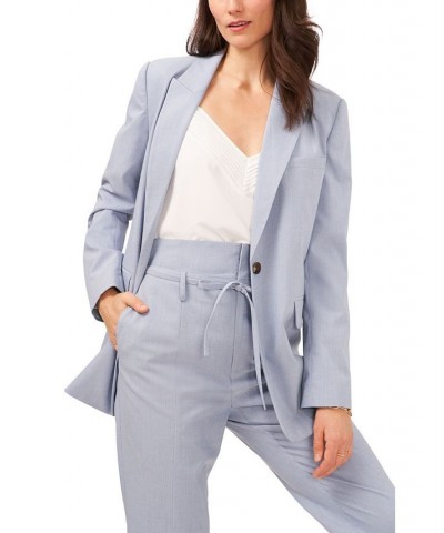 Women's Single Button Relaxed Long Sleeve Blazer Porcelain Blue $54.21 Jackets