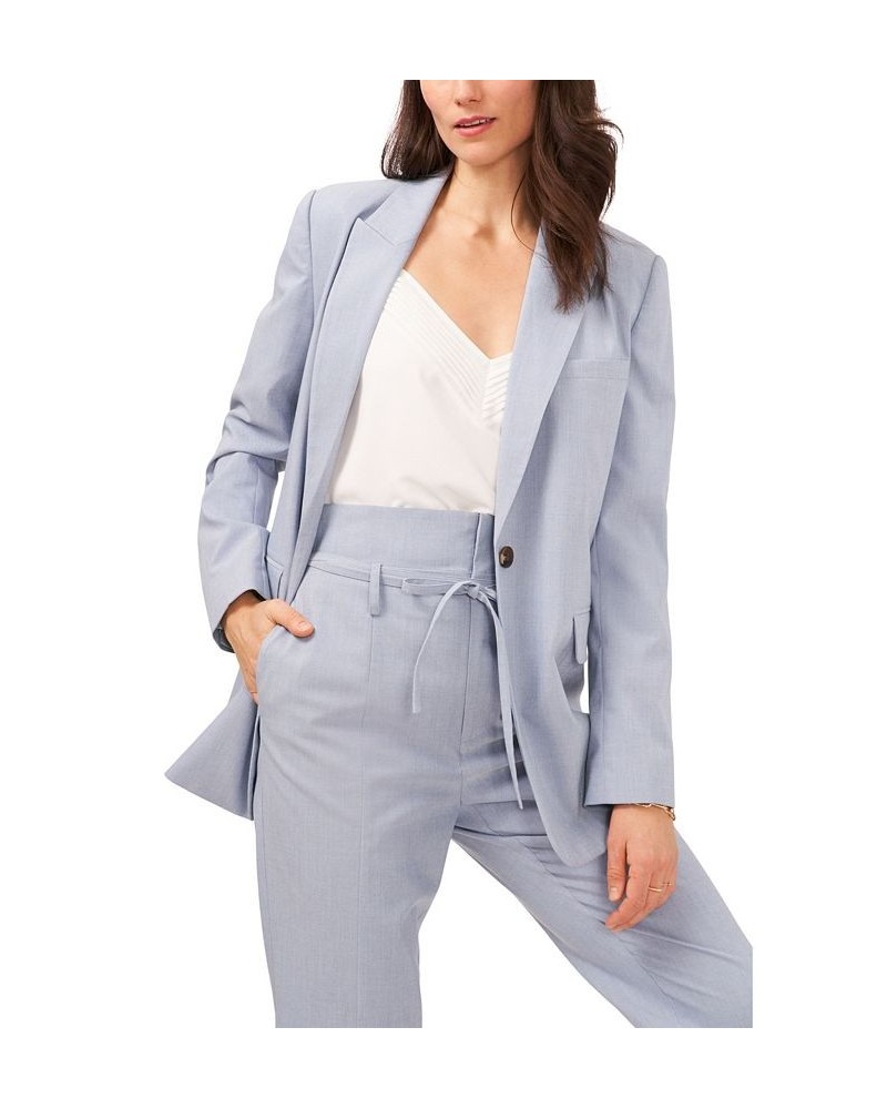 Women's Single Button Relaxed Long Sleeve Blazer Porcelain Blue $54.21 Jackets