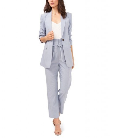 Women's Single Button Relaxed Long Sleeve Blazer Porcelain Blue $54.21 Jackets