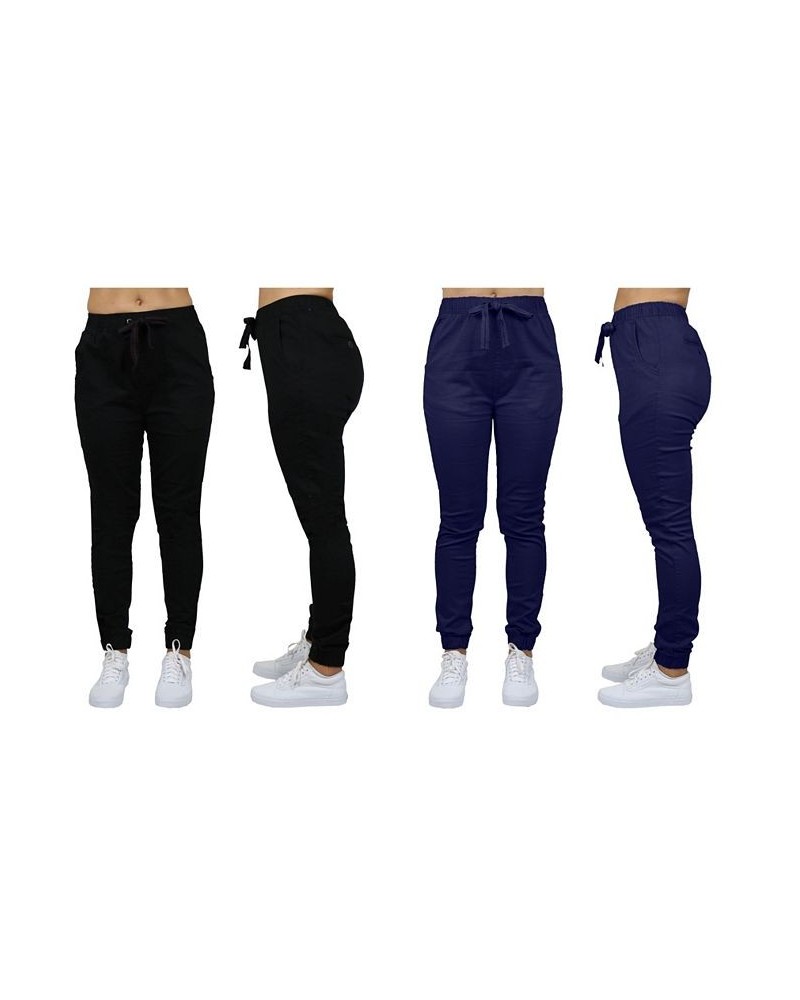 Women's Basic Stretch Twill Joggers Pack of 2 Black-Navy $28.08 Pants