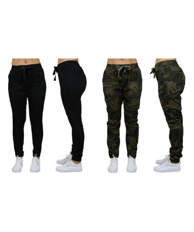 Women's Basic Stretch Twill Joggers Pack of 2 Black-Navy $28.08 Pants