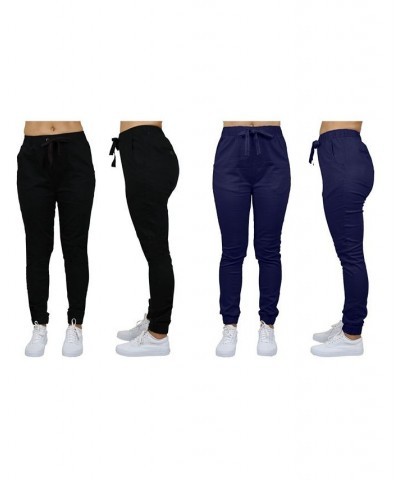 Women's Basic Stretch Twill Joggers Pack of 2 Black-Navy $28.08 Pants