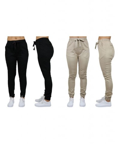 Women's Basic Stretch Twill Joggers Pack of 2 Black-Navy $28.08 Pants