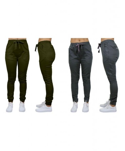 Women's Basic Stretch Twill Joggers Pack of 2 Black-Navy $28.08 Pants