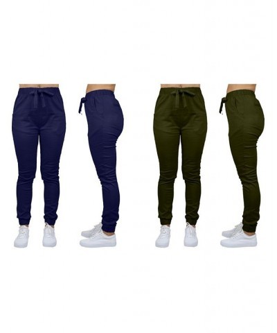 Women's Basic Stretch Twill Joggers Pack of 2 Black-Navy $28.08 Pants