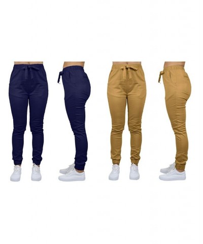 Women's Basic Stretch Twill Joggers Pack of 2 Black-Navy $28.08 Pants