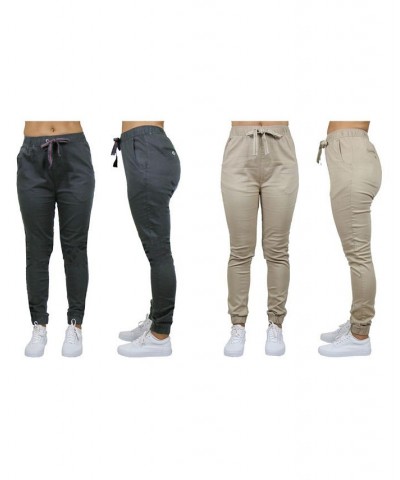 Women's Basic Stretch Twill Joggers Pack of 2 Black-Navy $28.08 Pants