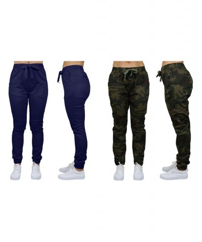 Women's Basic Stretch Twill Joggers Pack of 2 Black-Navy $28.08 Pants