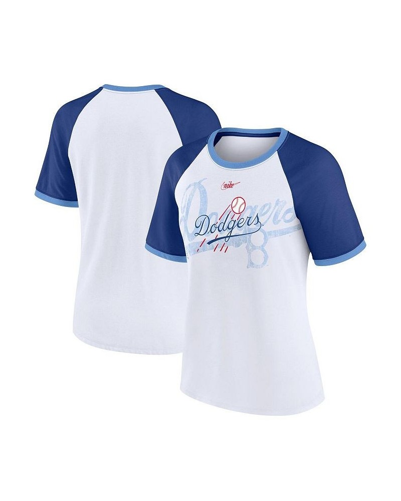 Women's White Los Angeles Dodgers Rewind Color Remix Fashion Raglan T-shirt White $21.50 Tops