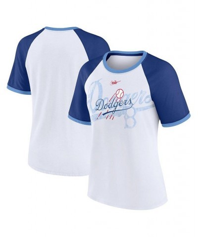 Women's White Los Angeles Dodgers Rewind Color Remix Fashion Raglan T-shirt White $21.50 Tops