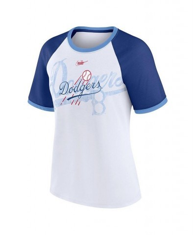 Women's White Los Angeles Dodgers Rewind Color Remix Fashion Raglan T-shirt White $21.50 Tops