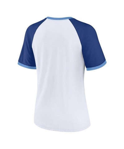 Women's White Los Angeles Dodgers Rewind Color Remix Fashion Raglan T-shirt White $21.50 Tops