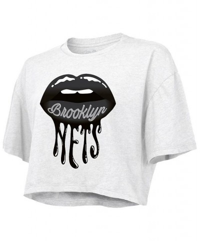 Women's Threads White Brooklyn Nets Drip Gloss Crop Top White $30.15 Tops