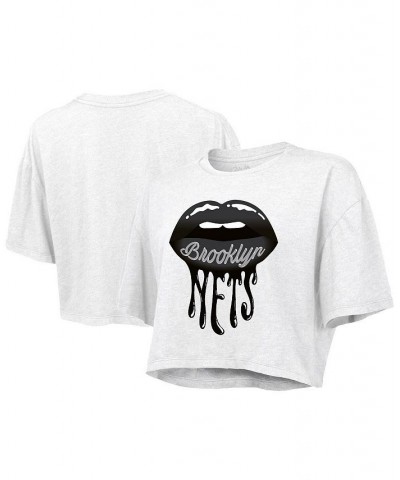 Women's Threads White Brooklyn Nets Drip Gloss Crop Top White $30.15 Tops