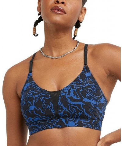 Women's Soft Touch Low Impact Sports Bra Marble Wave Black $25.20 Bras