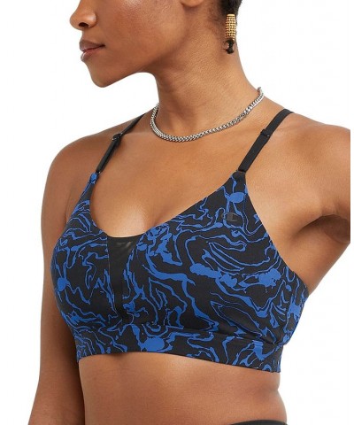 Women's Soft Touch Low Impact Sports Bra Marble Wave Black $25.20 Bras