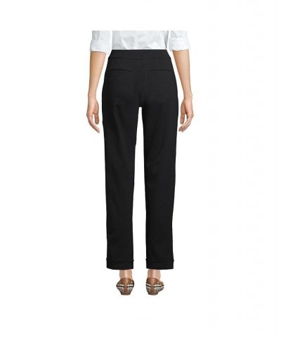 Women's Petite Starfish High Rise Pintuck Straight Leg Elastic Waist Pull On Ankle Pants Black $39.39 Pants