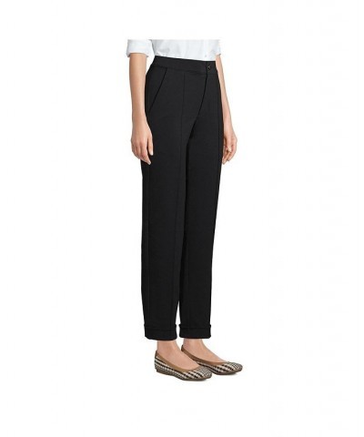 Women's Petite Starfish High Rise Pintuck Straight Leg Elastic Waist Pull On Ankle Pants Black $39.39 Pants