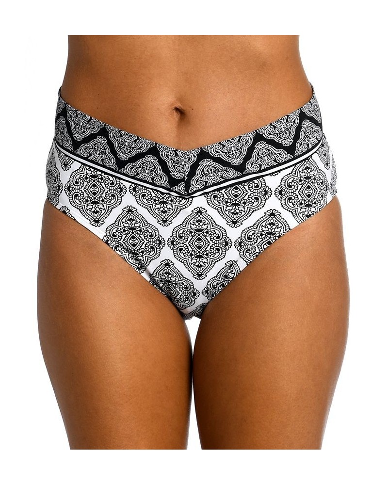 Women's Oasis Tile V-Front Bikini Bottoms Black / White Medallion Print $44.82 Swimsuits