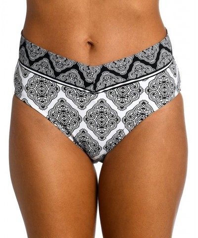 Women's Oasis Tile V-Front Bikini Bottoms Black / White Medallion Print $44.82 Swimsuits