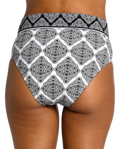 Women's Oasis Tile V-Front Bikini Bottoms Black / White Medallion Print $44.82 Swimsuits